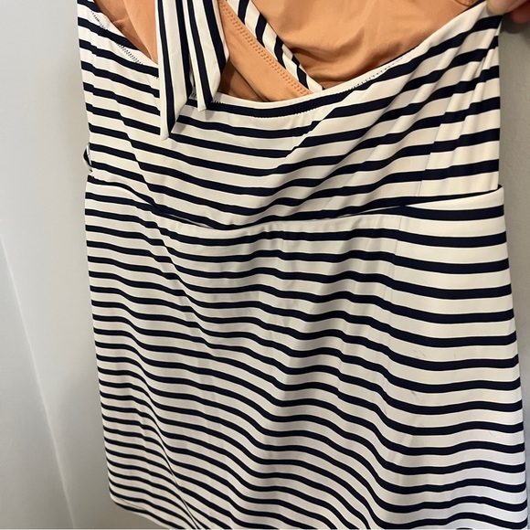 J. Crew Striped Navy and White Halter Wrap Swim Dress - Picture 5 of 10